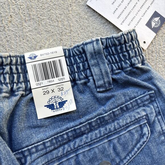 Deadstock 90s Dockers Jeans Mens 29x32 Pleated Denim Levis Cargo Tapered Vintage - Picture 11 of 11